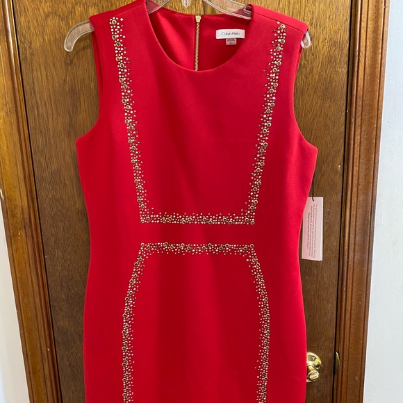 Calvin Klein Dresses & Skirts - NWT Calvin Klein Red Crystal Embellished Dress